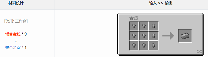 我的世界格雷科技6模组锡合金锭有什么用